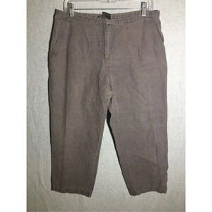 Womens Eileen Fisher Trousers Petite Dark Brown Grey Cropped Wide Leg